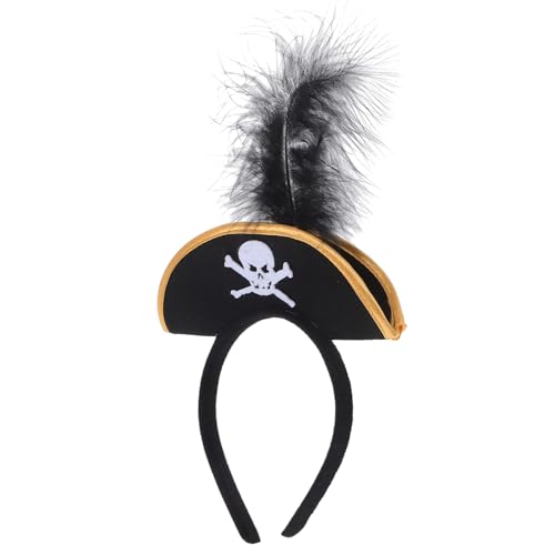 YARNOW Piratenhut-Stirnband Piratenkopfschmuck Piraten-Kopfbedeckung Kopfbedeckungen zum Anziehen Halloween Party Kopfbedeckung Piratenhut Hut Kostüm Black von YARNOW
