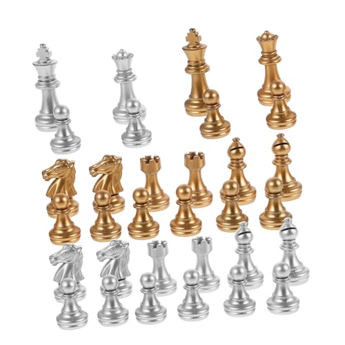 YARNOW Plastische Schachfiguren Ersatzteile für Schachbrett Elektrobeschichtete Gold Silberne Stabile und Wiederverwendbare Kunststoff Schachfiguren für Brettspiele und Lernzwecke von YARNOW