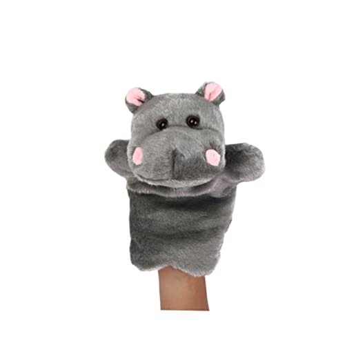 YARNOW Plüsch Handpuppe Hippo für Dunkelgrau Weiches Material Spielerisch Geschichten Erzählen Interaktives Rollenspiel Fördert Fantasie und Kommunikation Lernspielzeug für Eltern von YARNOW