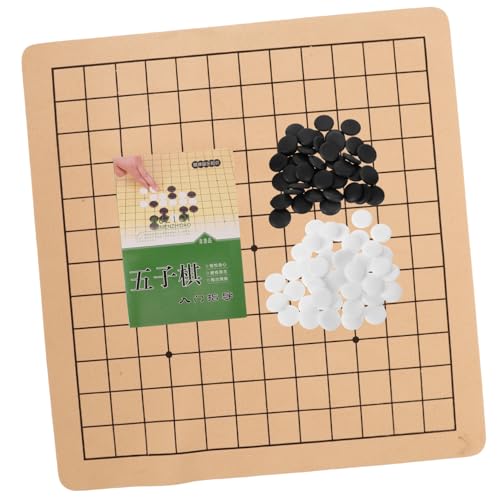 YARNOW Professionelles Go Schachset für Lernspielzeug für Anfänger aus Hochwertigem Holz mit Go Schwarze und Weiße Spielsteine Lederbrett für Familien und Freunde von YARNOW