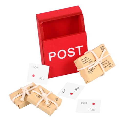 YARNOW Puppenhaus Briefkasten aus Holz Rot mit Mini Briefsack und Postkarten Detailreiches Puppenhauszubehör für Miniaturszenen Langlebig und Dekorativ YARNOW Puppenhaus Briefkasten aus Holz Rot mit Mini Briefsack und Postkarten Detailreiches Puppenhauszubehör für Miniaturszenen Langlebig und Dekorativ von YARNOW
