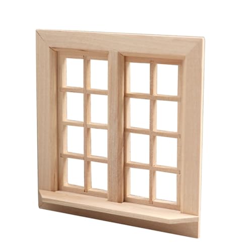 YARNOW Puppenhaus-Modell Fenster Doppelt Mini Winzig Bausatz Feld Möbeldekoration Spielzeugdekoration Puppenhaus-türrahmen Möbel Für Spielzeughäuser Hölzern Khaki von YARNOW