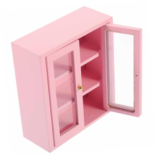 YARNOW Puppenhaus Möbel Modell Pinker Mini Schrank Deko Realistisch Gestaltetes Miniaturmöbel für DIY Basteln und Puppenhaus Küche Detailreich und von YARNOW