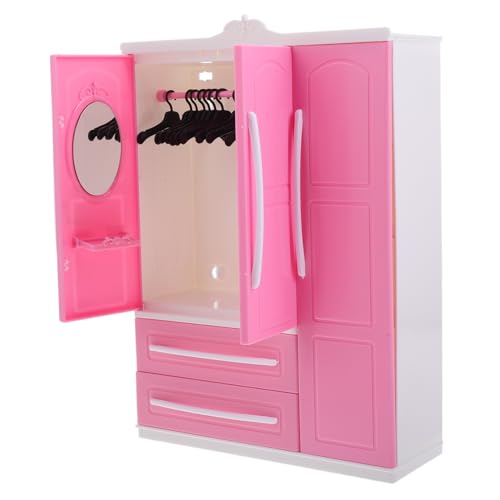 YARNOW Puppenschrank mit Kleiderbügeln Großer für Puppen Stilvolles und Funktionales Möbelstück für Puppenhäuser Einfache Montage Elegantes Design von YARNOW