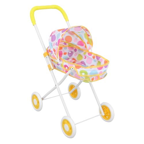 YARNOW Puppenwagen Babypuppe Kinderwagen Polyester Yellow von YARNOW
