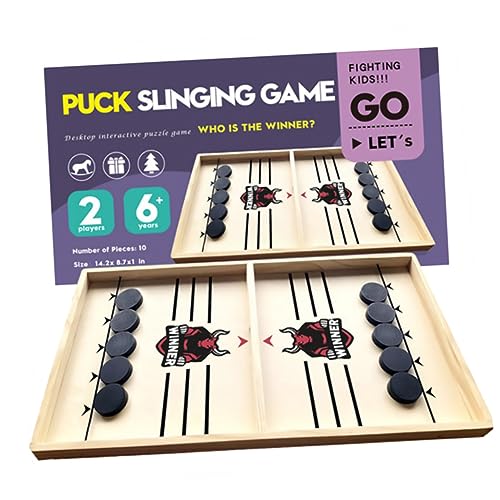 YARNOW Schnelles Holz Sling Puck Spiel Lernspielzeug für Erwachsene Tisch und Reisespiel Verbessert Hand Auge Koordination und Feinmotorik Kompakt und Sicher als Familien Brettspiel von YARNOW