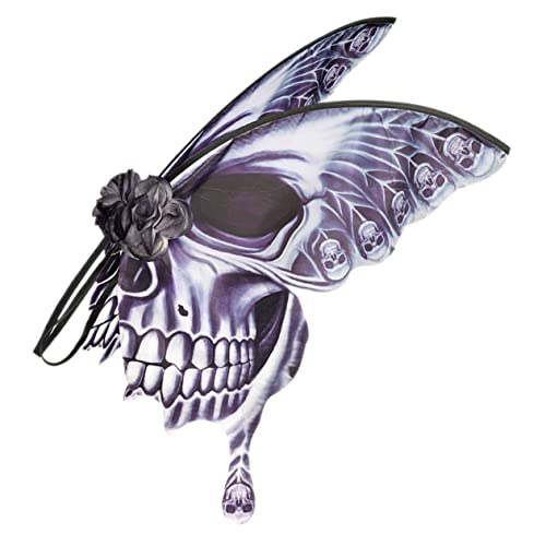 YARNOW Schwarze Schädel Schmetterlingsflügel Cosplay Flügel für Mädchen Frauen Halloween Karneval Bühnenfest Leicht und Bequem von YARNOW