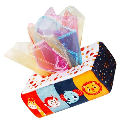 YARNOW Sensorische Montessori Taschentuchbox für Junge Mädchen Frühpädagogisches Greifendes Ziehspielzeug mit Bunten Farben und Faltgeräuschen Intelligenzentwicklung Sicher und von YARNOW