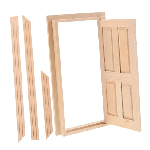 YARNOW Simuliertes Türmodell Puppenhaus-Miniaturmöbel Miniaturprodukte Puppenhausfenster Mini- offene Tür winzige Türen Puppenhausbauzubehör Dollhouse Decor Puppenhausmöbel Holz Beige von YARNOW