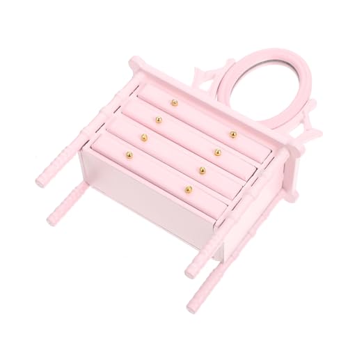 YARNOW Spiegel Puppenhaus Zubehör aus Holz Dekoratives Möbel für Miniaturhäuser und DIY Puppenstubenmöbel Rosa von YARNOW