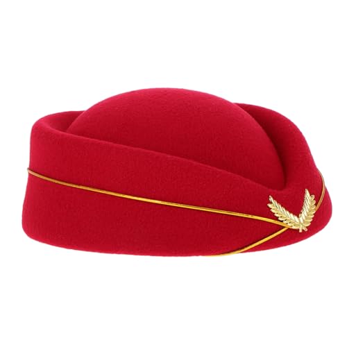 YARNOW Stewardess Hut aus Filz für Damen Kostümzubehör für Cosplay und Halloween Elegante Baskenmütze für Bühnenauftritte und Themenpartys von YARNOW