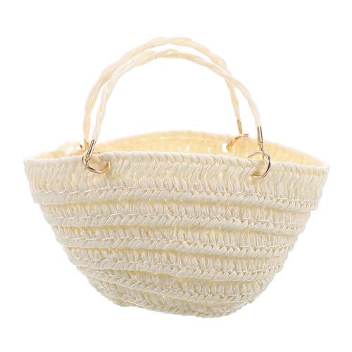 YARNOW Strohsack gewebter Umhängetasche Kleiner Korb Mini-Rucksack für Puppen Mini-Aktentaschenspielzeug kleine Beuteltasche Miniaturbalken Mini -Korb Papier Weiß von YARNOW