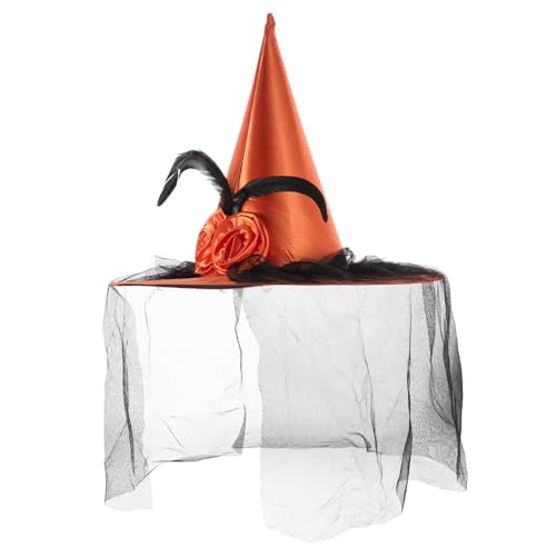 YARNOW Stylischer Hexenhut mit Rosencharme und Netzverzierung Vielseitige Halloween Deko für Kostümpartys Fotoshootings und Mehr Leicht und Bequem für Unvergessliche Auftritte von YARNOW