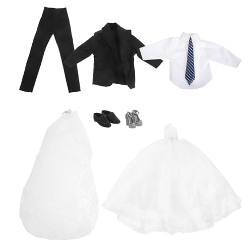 YARNOW Teiliges Puppen-hochzeitsoutfit Brautkleid Weiß mit Einlagigem Hochzeitskleid Bräutigam Anzug Formell Schuhe Zubehör für Mädchen Jungen Geburtstag Party Anlass YARNOW Teiliges Puppen-hochzeitsoutfit Brautkleid Weiß mit Einlagigem Hochzeitskleid Bräutigam Anzug Formell Schuhe Zubehör für Mädchen Jungen Geburtstag Party Anlass von YARNOW