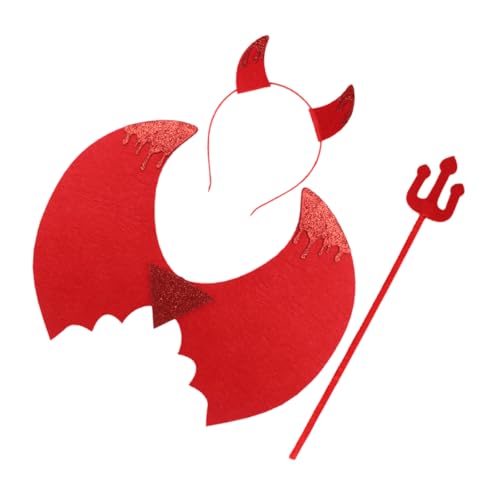YARNOW Teufel Kostüm Set Rotes Cosplay Devil Set mit Headband Leichtes Party Kostüm Zubehör für Halloween Rollenspiel und Themenpartys Weiches Material Bequem und Langlebig von YARNOW