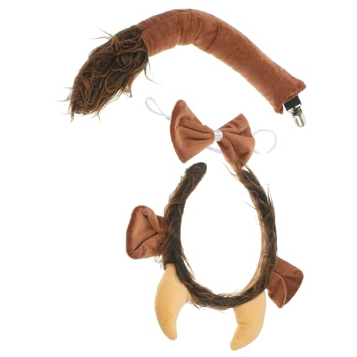 YARNOW Tier Kostüm Set für Plüsch Haarreif mit Tierohren und für Cosplay und Partys Gelb Teiliges Set für Halloween und Geburtstagsfeiern von YARNOW