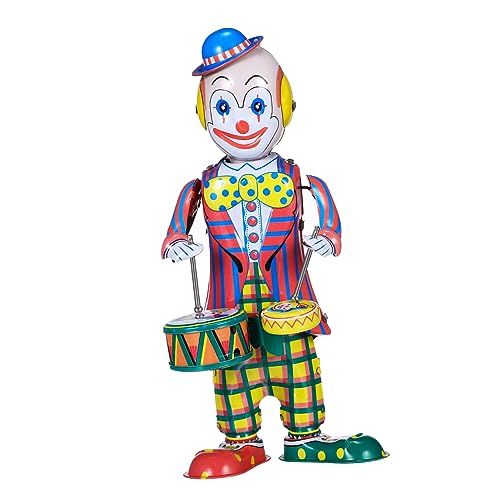 YARNOW Vintage Clown Retro Figur Aufziehbares Schlagzeuger Tischdeko für Erwachsene Farbenfroh und Ansprechend Geschenkidee für Sammler und Wohnaccessoire von YARNOW