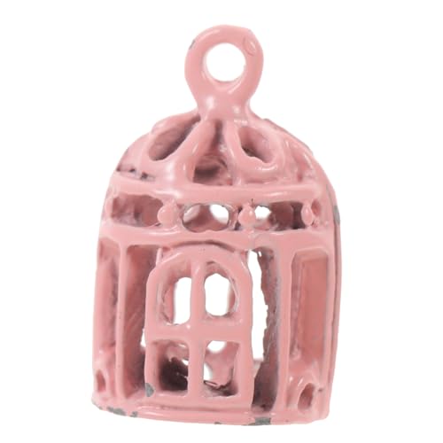 YARNOW Vogelkäfig-Ornamente deko Mini-Vogelkäfig- winziger Hausvogelkäfig Mini-Käfig-Modell Mini-Hausversorgung nachgemachter Mini-Vogelkäfig Mini-Vogelkäfig-Ornament Eisen Rosa von YARNOW