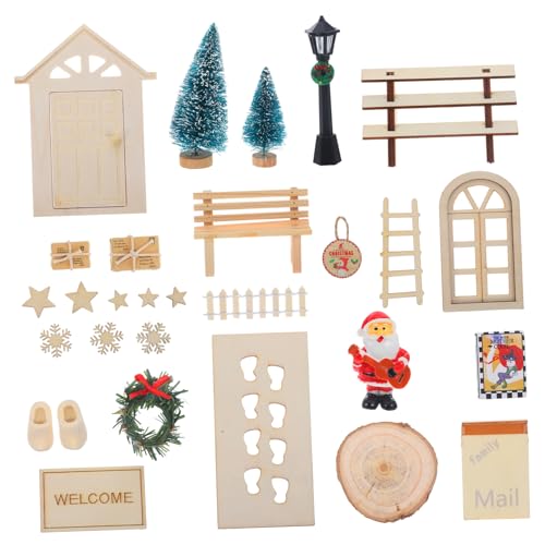 YARNOW Weihnachtliche Miniatur Türdekorationsset Detailreiche Puppenhaus Deko Robuste DIY Gartenmodelle Festliche Micro Landschaftsfiguren für Gemütliche Weihnachtsatmosphäre von YARNOW