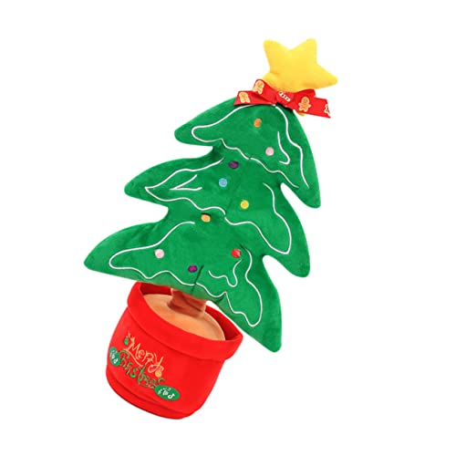 YARNOW Weihnachtlicher Tanzender und Singender Plüsch Gingerbread Mann mit Licht Interaktives Sprechendes Grüne Festliche Zimmerdekoration Baumdeko von YARNOW