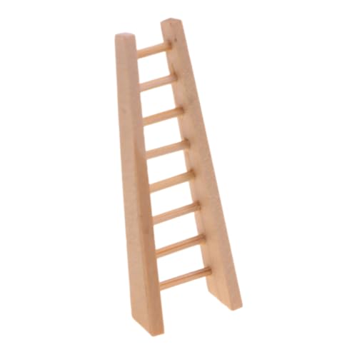 YARNOW kleine Holzleiter Mini-Puppenhaus-Zubehör kleines puppenhaus zubehör Gartenstufen Mini-Leiter- Tiny House Accessoires Feengartenleiter Puppenhaustreppe Khaki von YARNOW