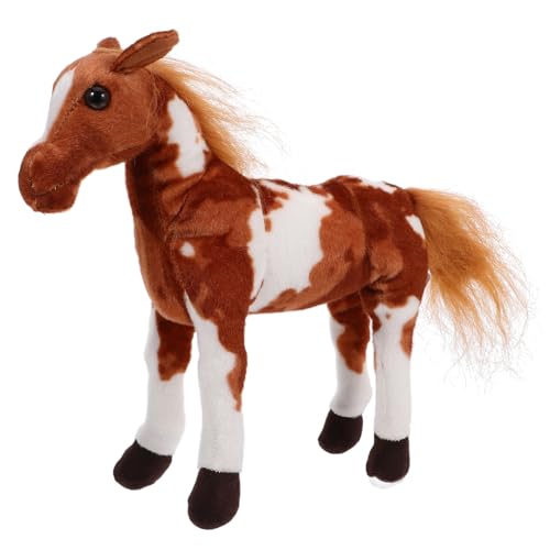 YARNOW kleine Ponypuppe für Nutztiere entzückendes Stofftier weiches Spielzeugpferd Realistisches Pferd ausgestopft Pferd Stofftier umarmen kurzer Plüsch Hellbraun von YARNOW
