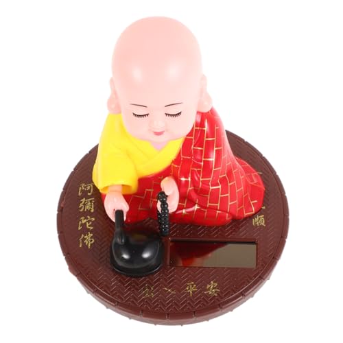 YARNOW von Buddha schütteln Kopf deko Buddha-Figur Auto Figur kopfschüttelnde Figur solarbetriebene Mönchsfiguren Autoverzierungen für das Armaturenbrett Plastik von YARNOW
