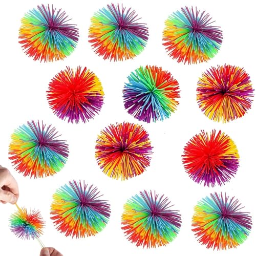 12 Stück Stringy Balls Bunte Wuschelball Für Kinder & Erwachsene Farbe Stringy Balls Fidget Stringy Balls Bouncy Stress Ball Wuschelball Für Familienspiele,Freundesspiele. von YARUJING