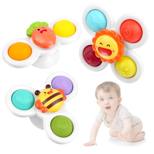 3 Stück Saugnapf Spielzeug Baby ab 1 Jahr Sensorik Badewannenspielzeug mit Drehenden Blättern, Badespielzeug für Kleinkinder, Sichere Reisespielzeug, Lernspielzeug mit Zahlen & Farben 3 Stück Saugnapf Spielzeug Baby ab 1 Jahr Sensorik Badewannenspielzeug mit Drehenden Blättern, Badespielzeug für Kleinkinder, Sichere Reisespielzeug, Lernspielzeug mit Zahlen & Farben von YARVPUV