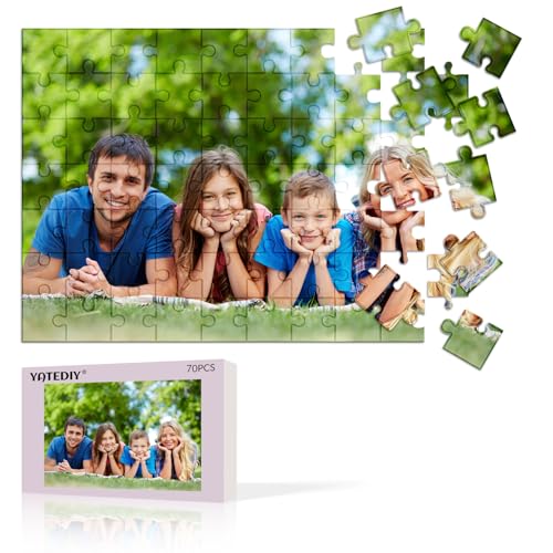 Individuelles Puzzle von Foto – 70/300/500/1000/personalisiertes Puzzle, Holz mit Bild, Geschenke für Familie, Freunde, Liebhaber zur Hochzeit, Geburtstag, Weihnachten, Valentinstag (70 Stück) von YATEDIY