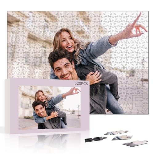 Personalisiertes Puzzle von Foto – 70/300/500/1000, personalisiertes Puzzle, Holz mit Bild, Geschenke für Familie, Freunde, Liebhaber zur Hochzeit, Geburtstag, Weihnachten, Valentinstag (520 Stück) von YATEDIY