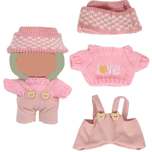 17 cm Puppenkleidung (ohne Puppen), 3 Outfits für 17 cm große Puppen, Zubehör, Party-Dekoration, Gastgeschenke, Merch, Geschenke, passend für beliebte süße Blindbox-Kunstpuppen (Rosa) von YAUNFY