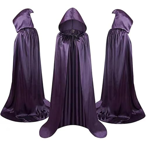 YAUOIPI Halloween Lila Kapuzenumhang Kinder 100cm Umhang mit Kapuze für Mädchen Junge, Vampir Kostüm Hexe Cosplay Zubehör für Halloween Karneval Familienfeier (Lila) (Lila) von YAUOIPI
