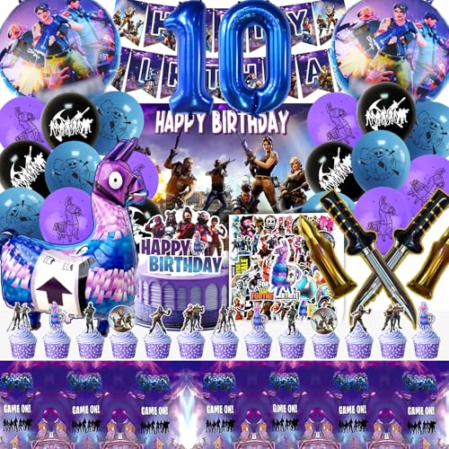 104 Stück Fortnit Geburtstagsdeko 10 Jahre, Fortnit Luftballon, Fortnit Party Deko, Fortnit Geburtstag, Gaming Deko, Fortnit Kuchen Deko, Aufkleber, Happy Birthday Banner, Kinder Geburtstag Party 104 Stück Fortnit Geburtstagsdeko 10 Jahre, Fortnit Luftballon, Fortnit Party Deko, Fortnit Geburtstag, Gaming Deko, Fortnit Kuchen Deko, Aufkleber, Happy Birthday Banner, Kinder Geburtstag Party von YAXMME