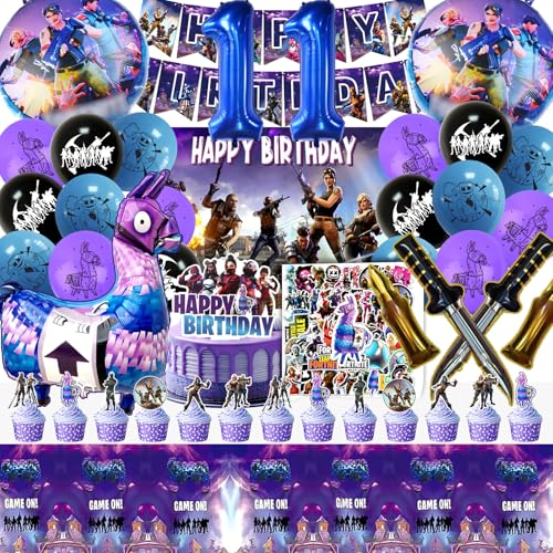104 Stück Fortnit Geburtstagsdeko 11 Jahre, Fortnit Luftballon, Fortnit Party Deko, Fortnit Geburtstag, Gaming Deko, Fortnit Kuchen Deko, Aufkleber, Happy Birthday Banner, Kinder Geburtstag Party 104 Stück Fortnit Geburtstagsdeko 11 Jahre, Fortnit Luftballon, Fortnit Party Deko, Fortnit Geburtstag, Gaming Deko, Fortnit Kuchen Deko, Aufkleber, Happy Birthday Banner, Kinder Geburtstag Party von YAXMME