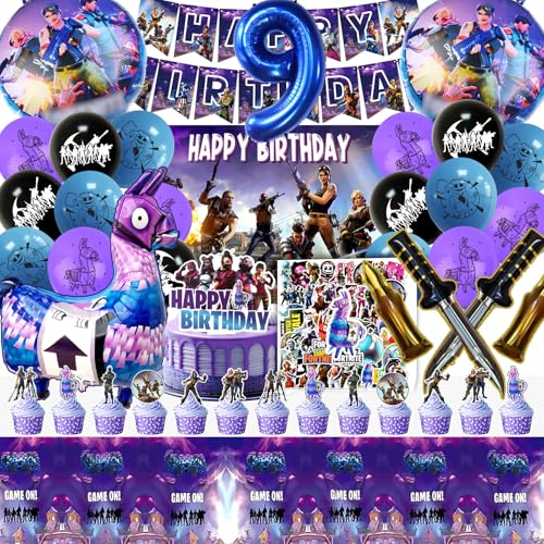 104 Stück Fortnit Geburtstagsdeko 9 Jahre, Fortnit Luftballon, Fortnit Party Deko, Fortnit Geburtstag, Gaming Deko, Fortnit Kuchen Deko, Aufkleber, Happy Birthday Banner, Kinder Geburtstag Party 104 Stück Fortnit Geburtstagsdeko 9 Jahre, Fortnit Luftballon, Fortnit Party Deko, Fortnit Geburtstag, Gaming Deko, Fortnit Kuchen Deko, Aufkleber, Happy Birthday Banner, Kinder Geburtstag Party von YAXMME