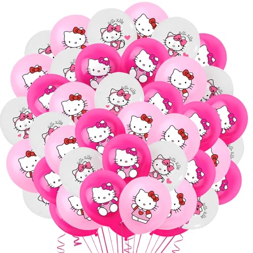 42 Stück Kitty Rosa Dekorations Ballons, Kitty Latex Ballons, Kitty Themen Ballons, Kitty Geburtstags Ballons, Kitty Cartoon Balloon, Geburtstags Feier, Geeignet für Kinderparty Dekorationen von YAXMME
