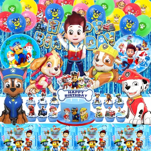 55PCS Paw Dog Geburtstag Deko, Patrol Dog Deko Kindergeburtstag, Paw Dog Geburtstag, Patrol Dog Party Set, Paw Dog Luftballon, Kuchen Topper, Tischdecke, Patrol Dog Kindergeburtstag Deko für Kinder 55PCS Paw Dog Geburtstag Deko, Patrol Dog Deko Kindergeburtstag, Paw Dog Geburtstag, Patrol Dog Party Set, Paw Dog Luftballon, Kuchen Topper, Tischdecke, Patrol Dog Kindergeburtstag Deko für Kinder von YAXMME