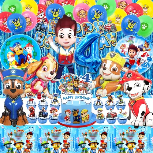 56PCS Paw Dog Geburtstag Deko 4 Jahre, Patrol Dog Deko Kindergeburtstag,Paw Dog Geburtstag,Patrol Dog Party Set,Paw Dog Luftballon,Kuchen Topper,Tischdecke,Patrol Dog Kindergeburtstag Deko für Kinder 56PCS Paw Dog Geburtstag Deko 4 Jahre, Patrol Dog Deko Kindergeburtstag,Paw Dog Geburtstag,Patrol Dog Party Set,Paw Dog Luftballon,Kuchen Topper,Tischdecke,Patrol Dog Kindergeburtstag Deko für Kinder von YAXMME
