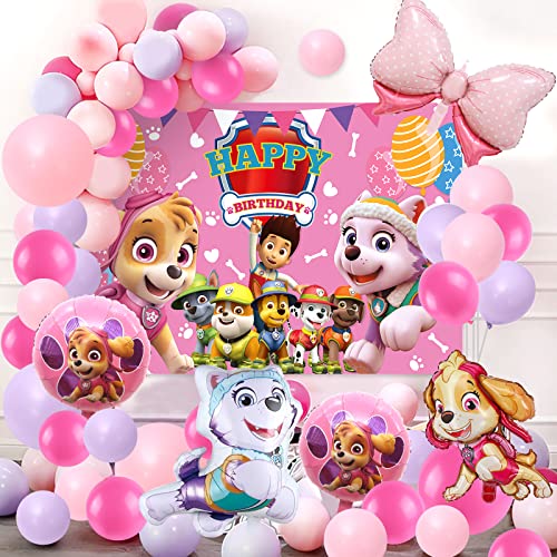 68 Stück Dog Thema Geburtstag Luftballons, Dog Geburtstag Hintergrund,Cartoon Folienballon Latex Luftballons,Cartoon Thema Party Deko für Mädchen Geburtstag von YAXMME