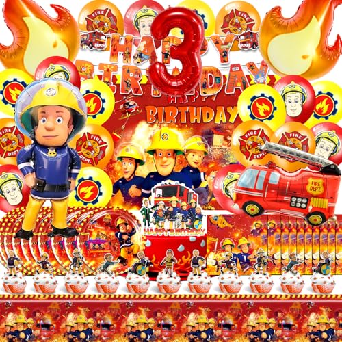 81 Stück Feuerwehrmann Geburtstagsdeko 3 Jahre, Feuerwehr Deko Kindergeburtstag, Feuerwehr Luftballon, Feuerwehr Party Deko, Geburtstag Ballon, Feuerwehr Tortendeko, Teller, Banner, Servietten 81 Stück Feuerwehrmann Geburtstagsdeko 3 Jahre, Feuerwehr Deko Kindergeburtstag, Feuerwehr Luftballon, Feuerwehr Party Deko, Geburtstag Ballon, Feuerwehr Tortendeko, Teller, Banner, Servietten von YAXMME