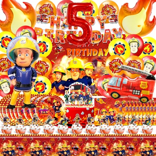 81 Stück Feuerwehrmann Geburtstagsdeko 5 Jahre, Feuerwehr Deko Kindergeburtstag, Feuerwehr Luftballon, Feuerwehr Party Deko, Geburtstag Ballon, Feuerwehr Tortendeko, Teller, Banner, Servietten 81 Stück Feuerwehrmann Geburtstagsdeko 5 Jahre, Feuerwehr Deko Kindergeburtstag, Feuerwehr Luftballon, Feuerwehr Party Deko, Geburtstag Ballon, Feuerwehr Tortendeko, Teller, Banner, Servietten von YAXMME