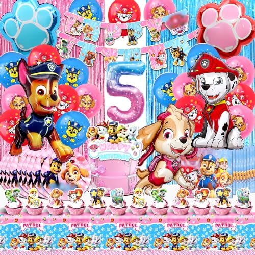 82 Pcs Patro Dog Geburtstag Deko 5 Jahre, Paw Dog Partygeschirr, Paw Dog Ballon Geburtstag, Patro Deko Kindergeburtstag, Geburtstagsdeko Paw Dog, Patro Party Deko Set, Patro Tortendeko, Tischdecke 82 Pcs Patro Dog Geburtstag Deko 5 Jahre, Paw Dog Partygeschirr, Paw Dog Ballon Geburtstag, Patro Deko Kindergeburtstag, Geburtstagsdeko Paw Dog, Patro Party Deko Set, Patro Tortendeko, Tischdecke von YAXMME