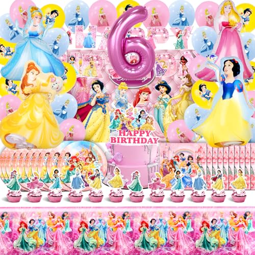 Deko Prinzessin Geburtstag für Mädchen 6 Jahre - Ballon, Hintergrund, Folienballon, Helium Luftballons, Party Deko Kindergeburtstag Deko Prinzessin Geburtstag für Mädchen 6 Jahre - Ballon, Hintergrund, Folienballon, Helium Luftballons, Party Deko Kindergeburtstag von YAXMME