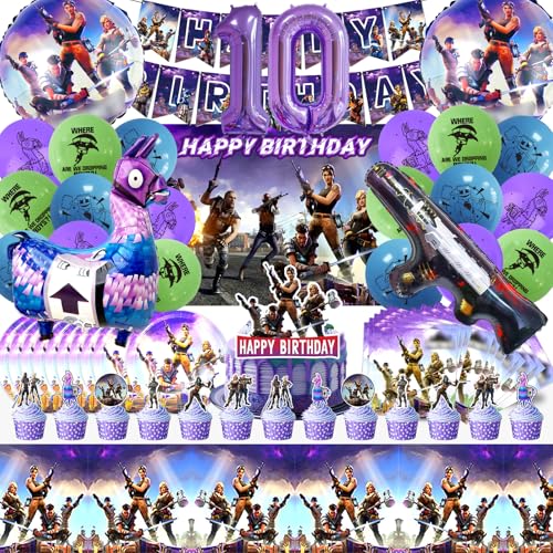 Fortnit Deko Geburtstag 10 Jahre, 81 Stück Fortnit Geburtstagsdeko Set, Fortnit Tortendeko, Fortnit Luftballon, Fortnit Party Deko, Speiseteller, Serviette, Kinder Geburtstags Dekoration Fortnit Deko Geburtstag 10 Jahre, 81 Stück Fortnit Geburtstagsdeko Set, Fortnit Tortendeko, Fortnit Luftballon, Fortnit Party Deko, Speiseteller, Serviette, Kinder Geburtstags Dekoration von YAXMME