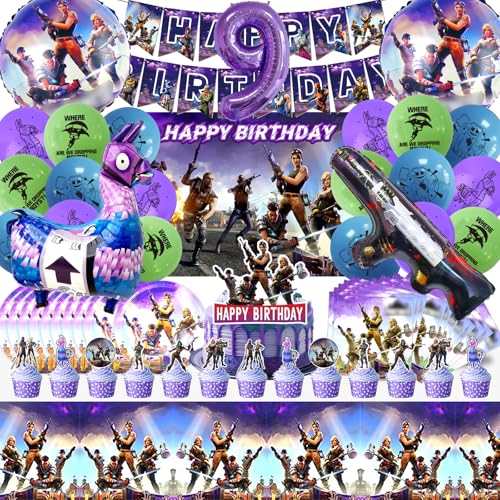 Fortnit Deko Geburtstag 9 Jahre, 81 Stück Fortnit Geburtstagsdeko Set, Fortnit Tortendeko, Fortnit Luftballon, Fortnit Party Deko, Speiseteller, Serviette, Kinder Geburtstags Dekoration Fortnit Deko Geburtstag 9 Jahre, 81 Stück Fortnit Geburtstagsdeko Set, Fortnit Tortendeko, Fortnit Luftballon, Fortnit Party Deko, Speiseteller, Serviette, Kinder Geburtstags Dekoration von YAXMME