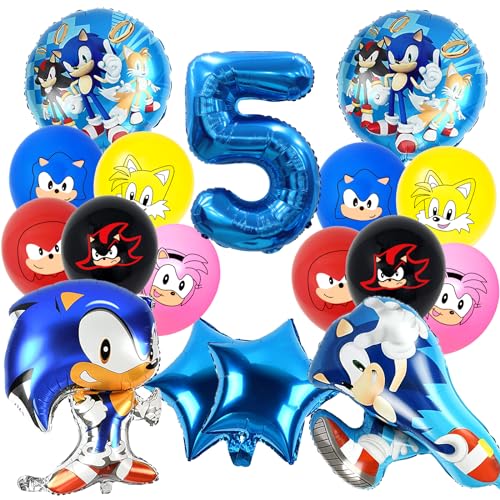 Sonic Luftballons Deko,17 Stück Sonic Geburtstagsdeko,Sonic Luftballon 5 Geburtstag,Sonic Deko Geburtstag 5,Geburtstag Deko 5 Jahre Junge,Sonic Geburtstag Party Set,Sonic Ballon von YAXMME