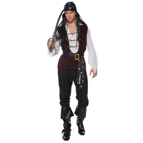 Männliches Piratenkostüm,Halloween Kostüme Anzug Für Erwachsene Cosplay Halloween Fluch Der Karibik Kostüm Party Bühnenkostüm A,XXL Männliches Piratenkostüm,Halloween Kostüme Anzug Für Erwachsene Cosplay Halloween Fluch Der Karibik Kostüm Party Bühnenkostüm A,XXL von YAXRO