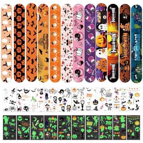 YAYNO Halloween Mitgebsel für Kinder - 12 Stück Halloween Schnapparmband für Kinder, 10 Stück Tattoos Leuchten im Dunkeln Temporäre Tattoos für Kinderparty-Geschenke YAYNO Halloween Mitgebsel für Kinder - 12 Stück Halloween Schnapparmband für Kinder, 10 Stück Tattoos Leuchten im Dunkeln Temporäre Tattoos für Kinderparty-Geschenke von YAYNO