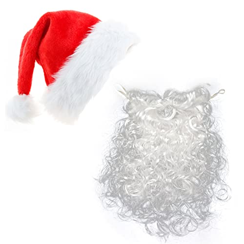 YB-OSANA Santa Bart und Hut Set Santa Bart Weiß Lange Weihnachtsmütze Erwachsene für Kostüm Cosplay Zubehör, Rot, Weiß, Large YB-OSANA Santa Bart und Hut Set Santa Bart Weiß Lange Weihnachtsmütze Erwachsene für Kostüm Cosplay Zubehör, Rot, Weiß, Large von YB-OSANA